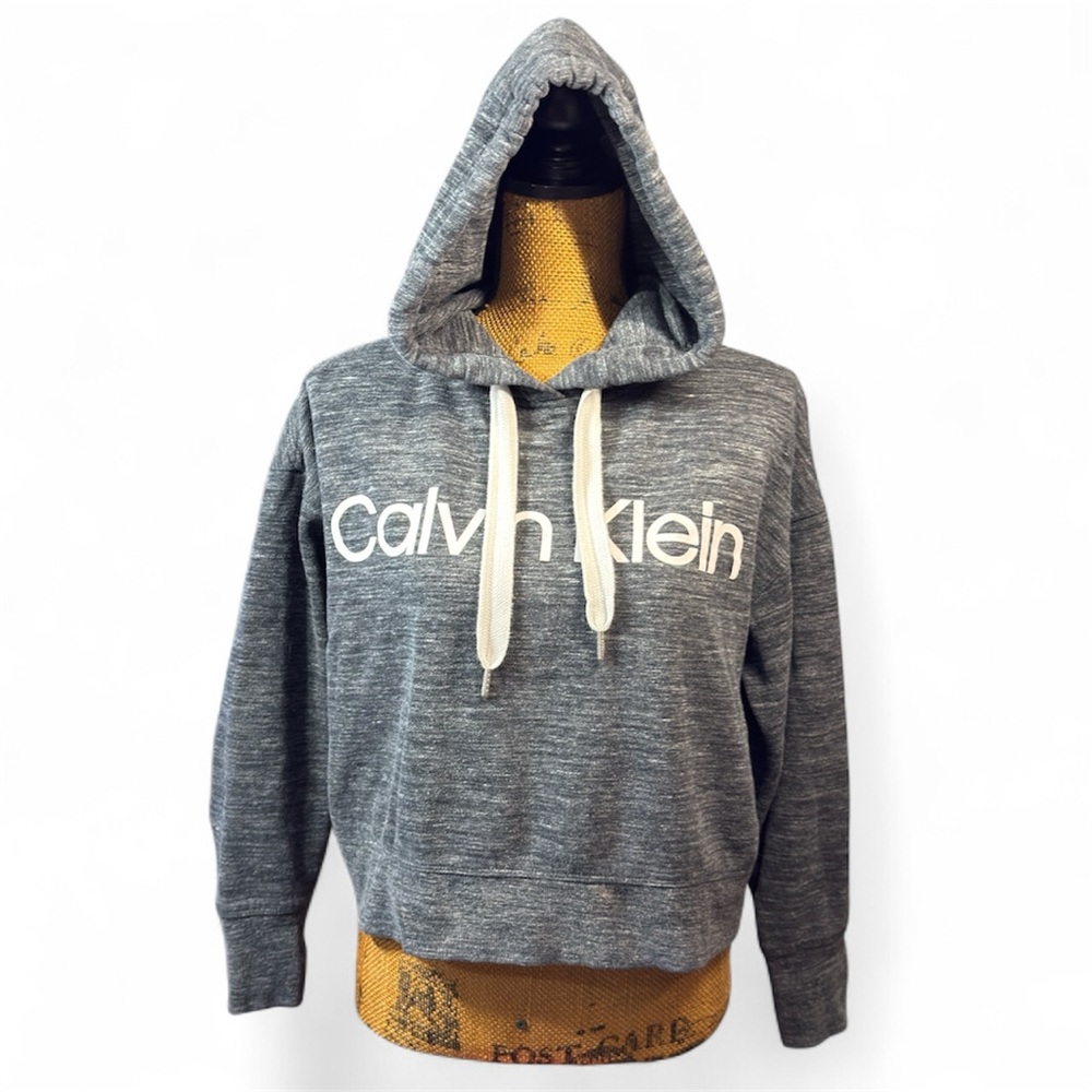 Calvin Klein Performance gray & white cropped hoodie Women’s size medium | ab3